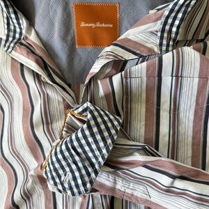 Tommy Bahama Striped Men's Shirt in Black, White, and Brown